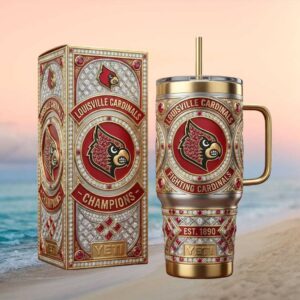Louisville Cardinals Champions Custom Jeweled Yeti Tumbler