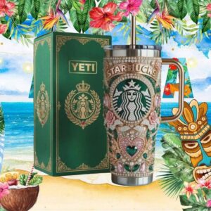 Luxury Jeweled Starbucks Siren Mermaid Crown YETI Coffee Tumbler