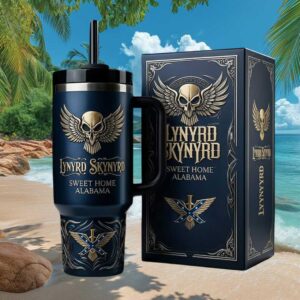 Lynyrd Skynyrd Midnight Blue 3D Skull & Wings “Sweet Home Alabama” Anniversary Tumbler