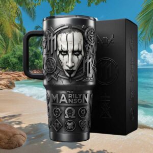 Marilyn Manson Industrial Metal 3D Sculpted Portrait Tumbler Gothic Style