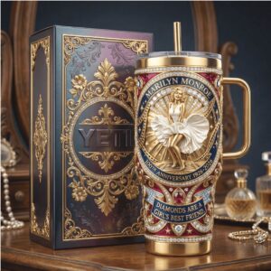 Marilyn Monroe 100th Anniversary “Diamonds” 3D Luxury Gold & Ruby Tumbler