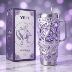 Mewtwo Pokemon Psychic Supremacy 40oz 3D Embossed Tumbler