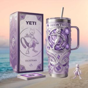 Mewtwo Psychic Supremacy Pokémon 3D Iridescent Collector Tumbler & Yeti Box