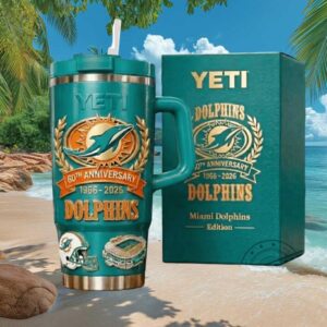 Miami Dolphins 60th Anniversary 1966 2026 Commemorative 40oz Tumbler
