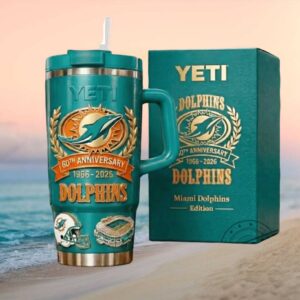 Miami Dolphins 60th Anniversary 1966 2026 Commemorative 40oz Tumbler