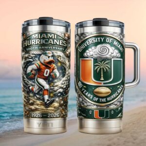 Miami Hurricanes 100 Years of the Hurricanes Silver Artistic Edition Tumbler