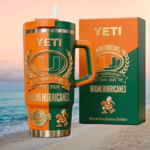 Miami Hurricanes 100th Anniversary 1926 2026 Split OrangeGreen Tumbler