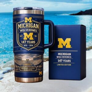 Michigan Wolverines 147 Years Anniversary (1879 2026) The Big House Stadium 40oz Tumbler