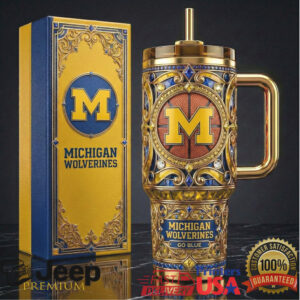Michigan Wolverines “Go Blue” NCAA Basketball 3D Jeweled 40oz Tumbler