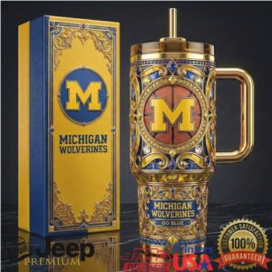 Michigan Wolverines “Go Blue” NCAA Basketball 3D Jeweled 40oz Tumbler