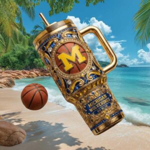Michigan Wolverines NCAA Basketball Luxury Gold & Blue 40oz Tumbler