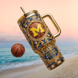 Michigan Wolverines NCAA Basketball Luxury Gold & Blue 40oz Tumbler