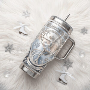 Milano Cortina 2026 Winter Olympics Figure Skater 3D Embossed Silver Tumbler
