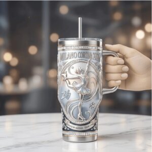 Milano Cortina 2026 Winter Olympics Figure Skater 3D Embossed Silver Tumbler