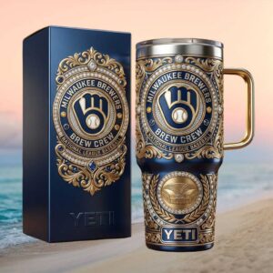 Milwaukee Brewers “Brew Crew” Gold & Jewel Custom 40oz Tumbler