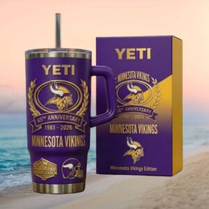 Minnesota Vikings 65th Anniversary (1961 2026) U.S. Bank Stadium Purple 40oz Tumbler