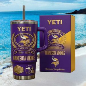 Minnesota Vikings 65th Anniversary (1961 2026) U.S. Bank Stadium Purple 40oz Tumbler