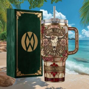 Morgan Wallen “I’m The Problem” Longhorn Skull Stained Glass Tumbler