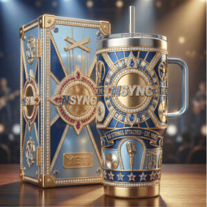 NSYNC No Strings Attached 25th Anniversary Blue and Gold Tumbler