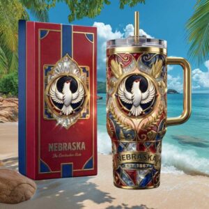 Nebraska The Cornhusker State Stained Glass Style Luxury Tumbler