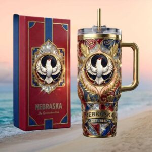 Nebraska The Cornhusker State Stained Glass Style Luxury Tumbler