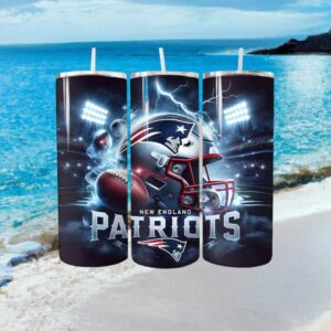 New England Patriots NFL Stadium Lightning Football 20oz Skinny Tumbler Wrap