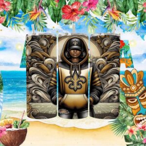 New Orleans Saints Gold & Black Floral Girl Power Tumbler Wrap