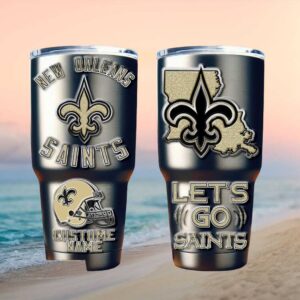 New Orleans Saints Personalized Stainless Steel Tumbler, Custom Name NFL Fan Gift