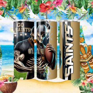 New Orleans Saints Skeleton Football Muscle Man Tumbler