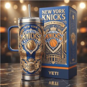 New York Knicks “Legacy at the Garden” Ornate Gold & Blue Fan Tumbler