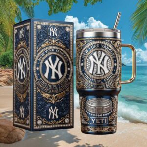 New York Yankees Luxury 3D Embossed 40oz Tumbler Pinstripe Pride Edition