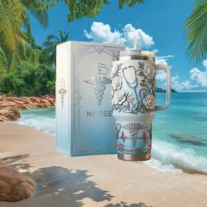Nurse Appreciation 3D Floral Caduceus “Caring Hearts” Tumbler