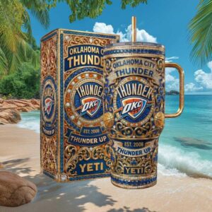 Oklahoma City Thunder Basketball Luxury Gold & Blue Yeti Tumbler