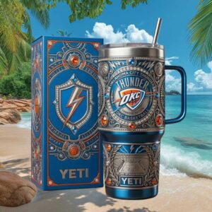 Oklahoma City Thunder NBA “Thunder Nation” Custom Embossed 40oz Tumbler