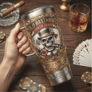 Old Bastards Poker Club Skull & Aces 40oz Stainless Steel Tumbler