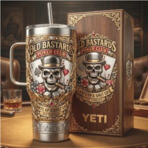 Old Bastards Poker Club Skull & Aces 40oz Stainless Steel Tumbler