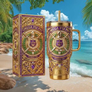 Omega Psi Phi Fraternity Inc. Gold & Purple 3D Regal Shield Tumbler
