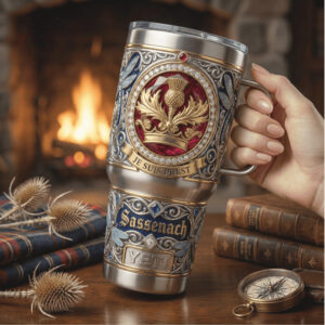 Outlander Je Suis Prest Sassenach Thistle 40oz Ornate Tumbler