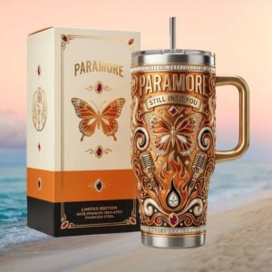 Paramore “Still Into You” Butterfly Gold Filigree Luxury Tumbler