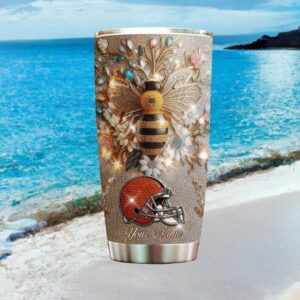 Personalized Cleveland Browns Bumblebee Tumbler Custom Name NFL Fan Gift