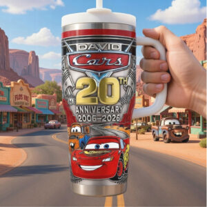 Personalized Disney Cars 20th Anniversary Gold Logo 40oz Tumbler