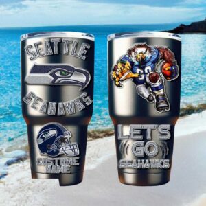Personalized Seattle Seahawks Tumbler Custom Name NFL Seahawk Mascot Cup