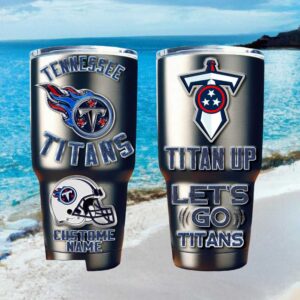 Personalized Tennessee Titans Brushed Steel Tumbler Custom Name Football Mug