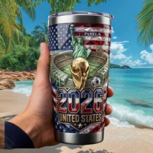 Personalized USA 2026 World Soccer Championship Statue of Liberty Tumbler