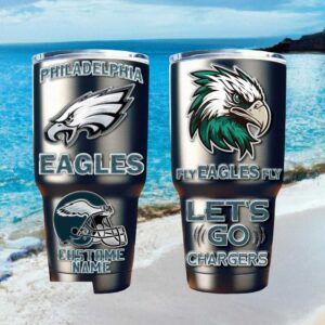 Philadelphia Eagles Custom Name Tumbler Fly Eagles Fly Steel Travel Mug