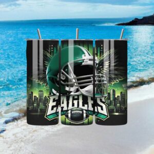 Philadelphia Eagles Winged Helmet & City Skyline Football Tumbler
