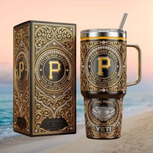 Pittsburgh Pirates PNC Park Filigree Gold & Black Luxury Tumbler