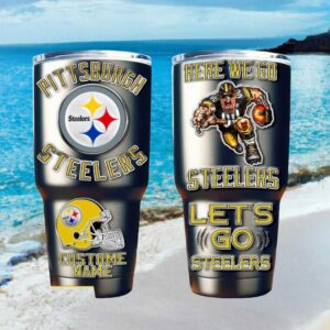 Pittsburgh Steelers Here We Go Custom Name & Number Insulated Tumbler