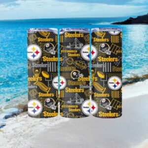 Pittsburgh Steelers NFL Pattern Logo Doodle Art Tumbler Design