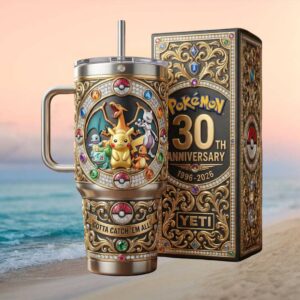 Pokémon 30th Anniversary 1996 2026 Pikachu & Friends 3D Jeweled Tumbler